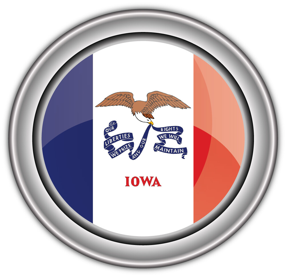 Iowa USA State Flag Silver Badge Car Bumper Sticker Decal "SIZES"