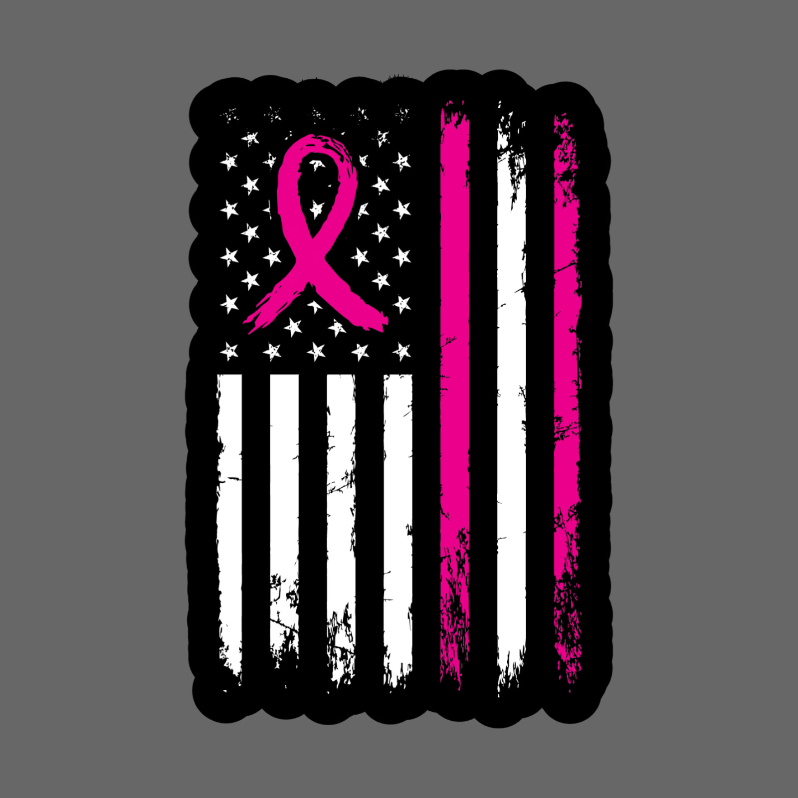 Breast cancer sticker vinyl decal pink ribbon American flag awareness
