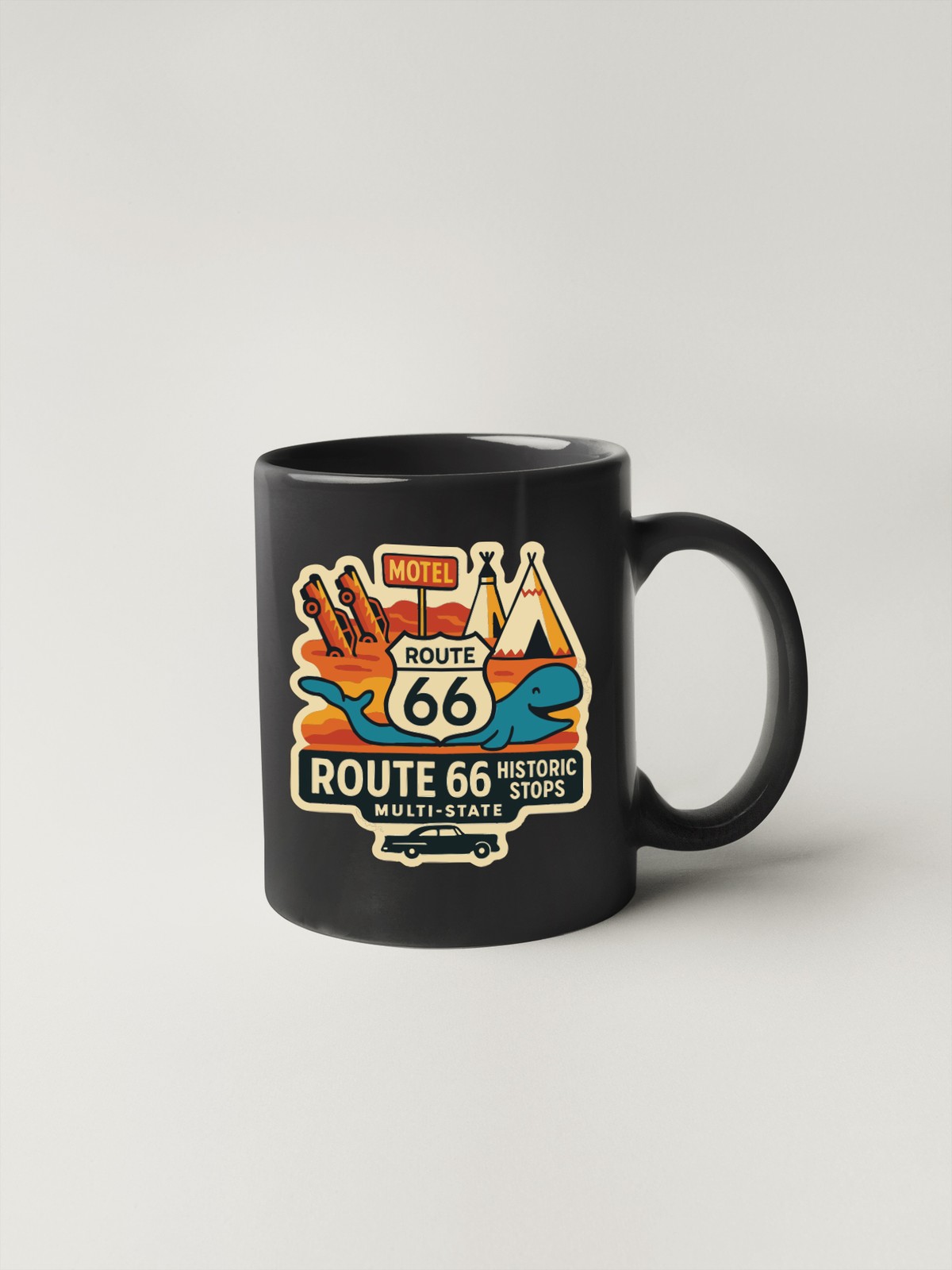 Route 66 Historic Stops Sticker Decal Vinyl Die-Cut Symbolic Landmark Design