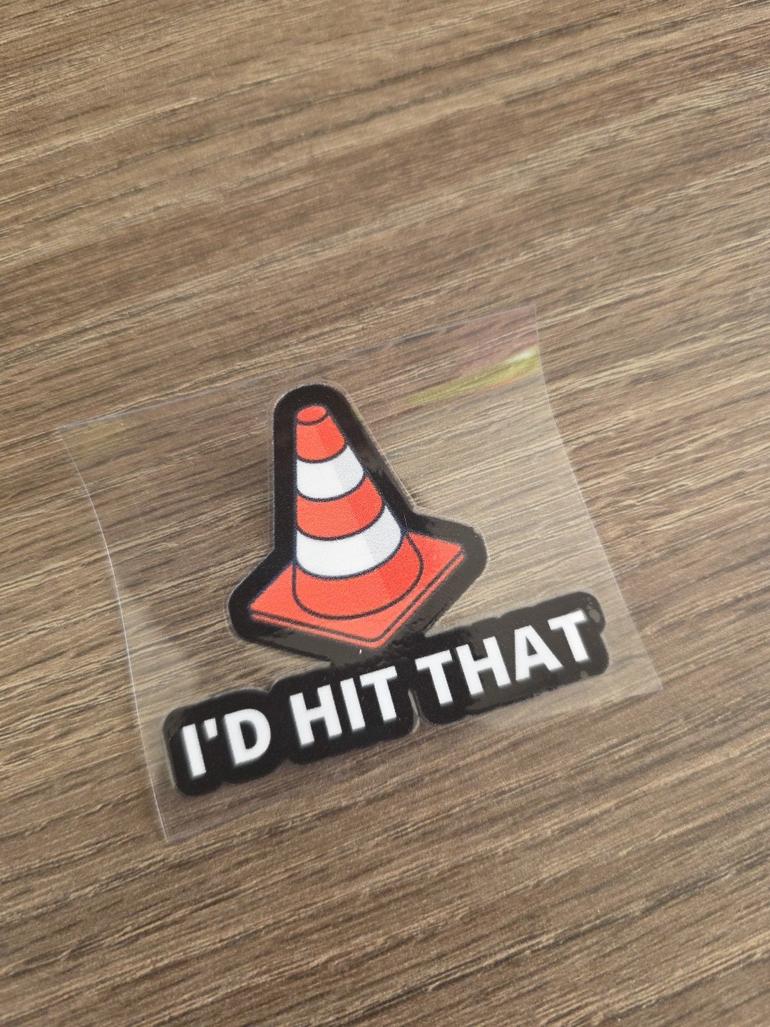 Funny Hardhat Laptop Vehicle UV DTF Decal Sticker Waterproof Traffic Cone