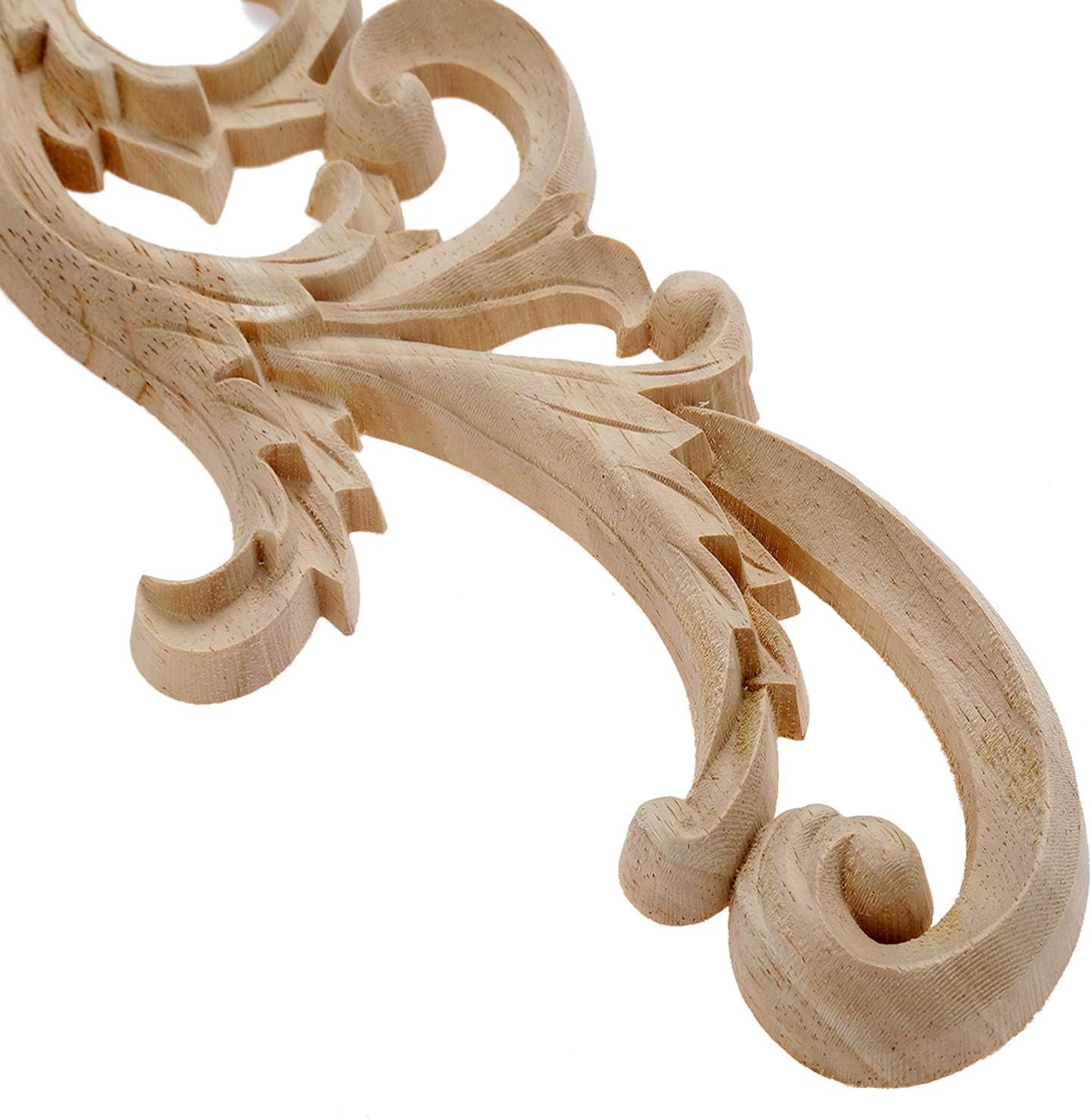 2-Pair Clear Carved Wood Appliques Onlay, 24X12Cm/9.45X4.72Inch, Door Decorative