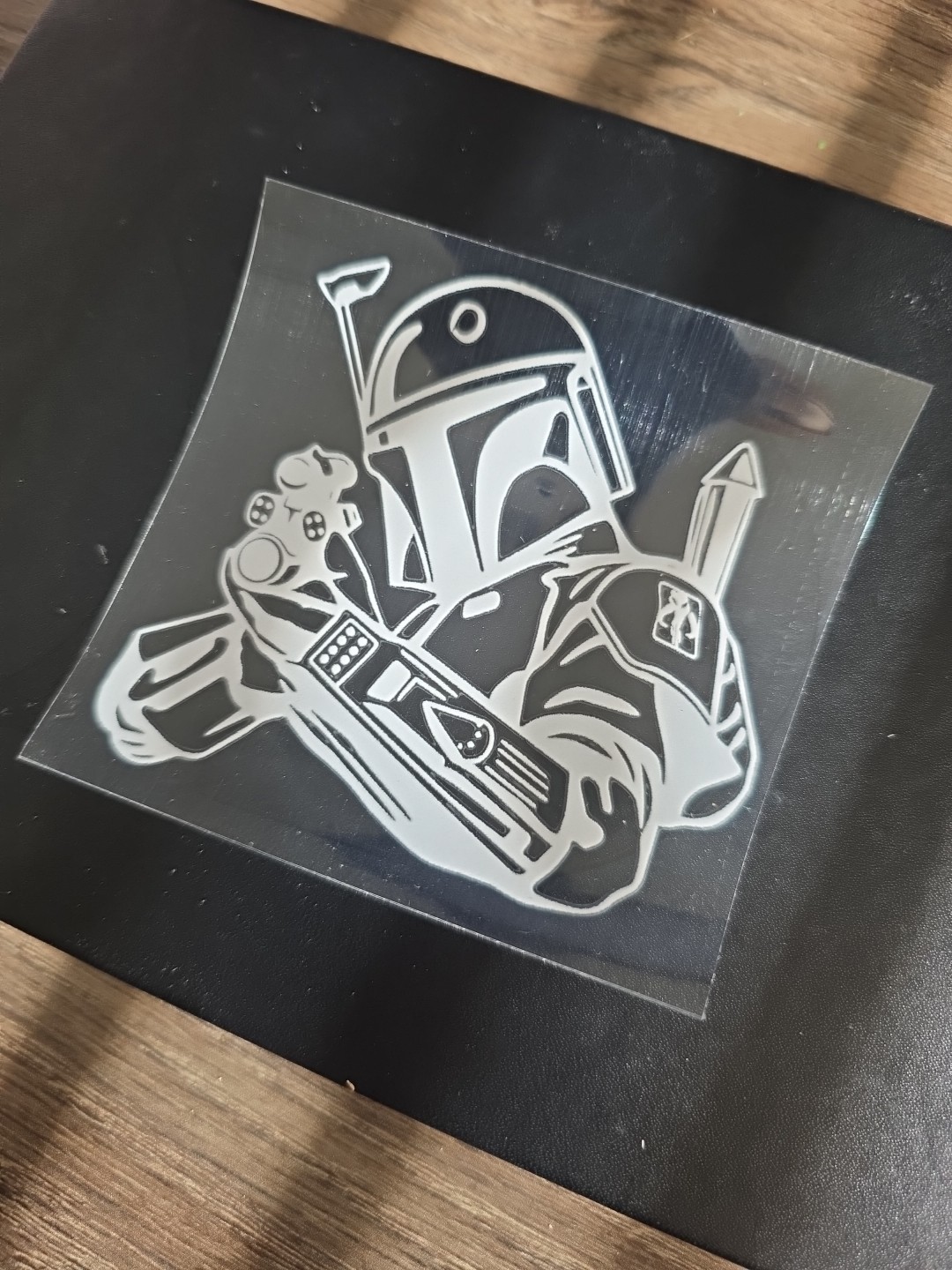 Starwars Bobafett White UV DTF Decal Sticker Waterproof USA