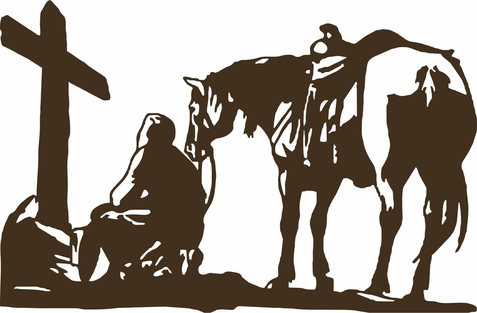 Jesus Christian Cowboy Praying Kneel Cross Rodeo Car Truck Vinyl Decal Sticker