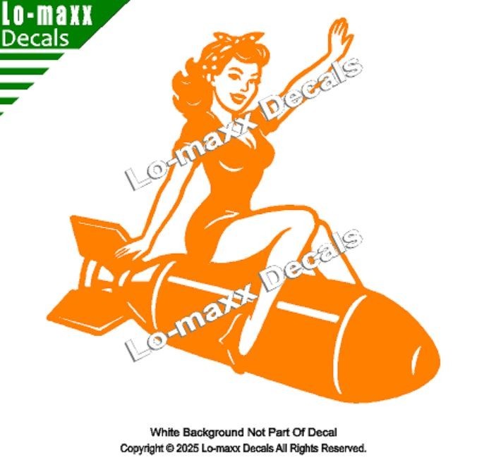 WW II Hot Sexy Girl Bomb Nose Art Decal Die Cut Vinyl Sticker Multi Size/Color