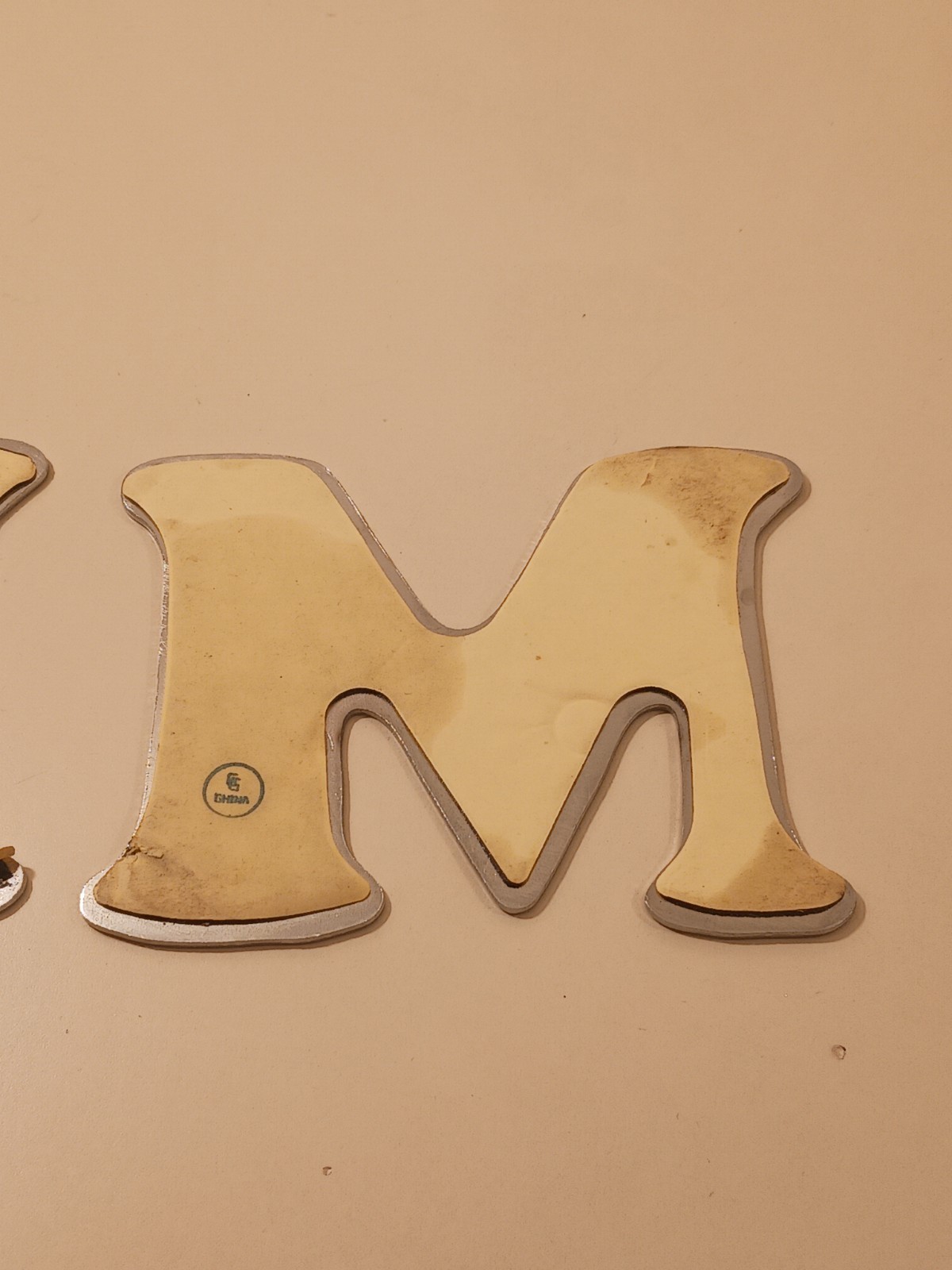 "M" Crome Letter 2X Acrylic Mirror Decal Peel & Stick Shatterproof Wall Decor