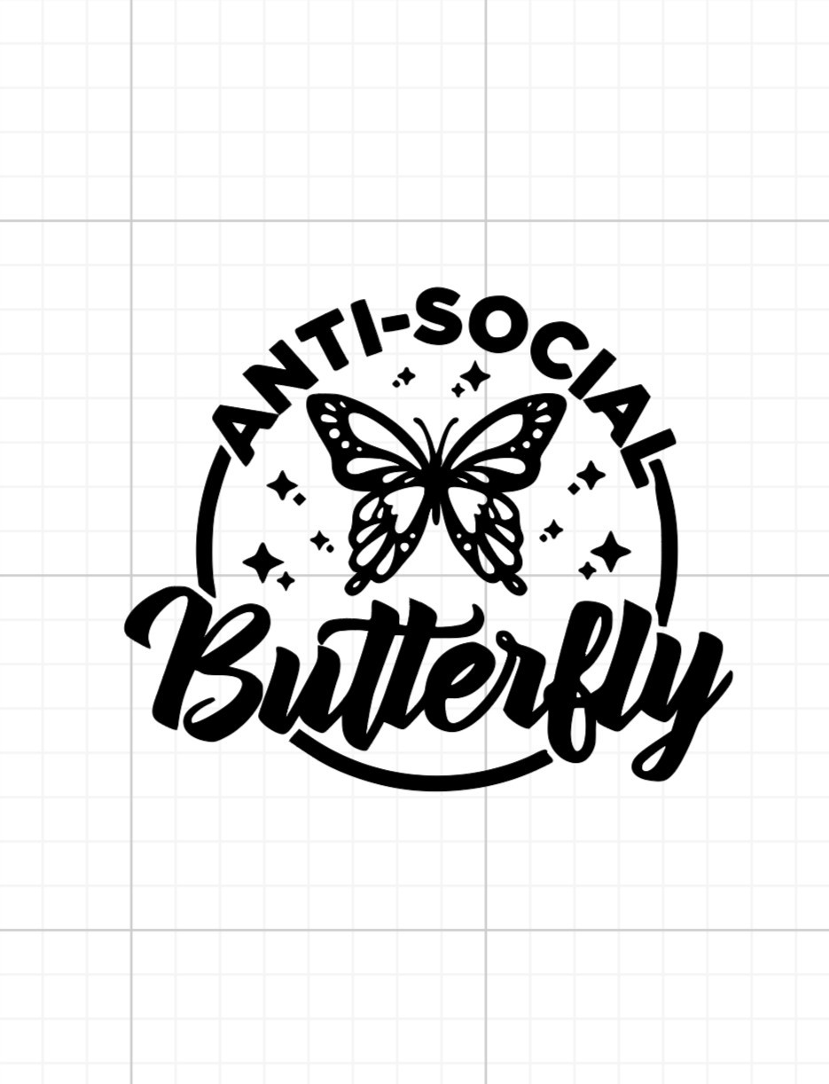 Anti-Social Butterfly HTV Iron On Image DIY Shirt Fabric