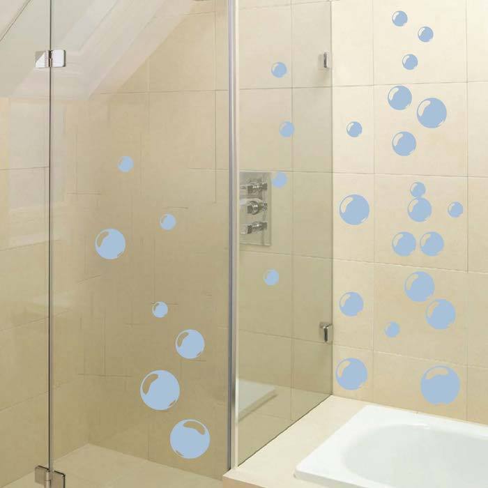 Shower Bubbles Wall Decal Bubble Art Wallpaper Ocean Fishes Removable Vinyl, g24
