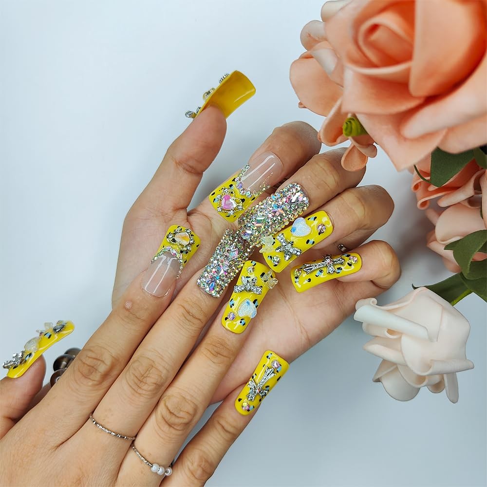 Citrine Crush Duck Press On Nails Handmade PMMA Acrylic Medium