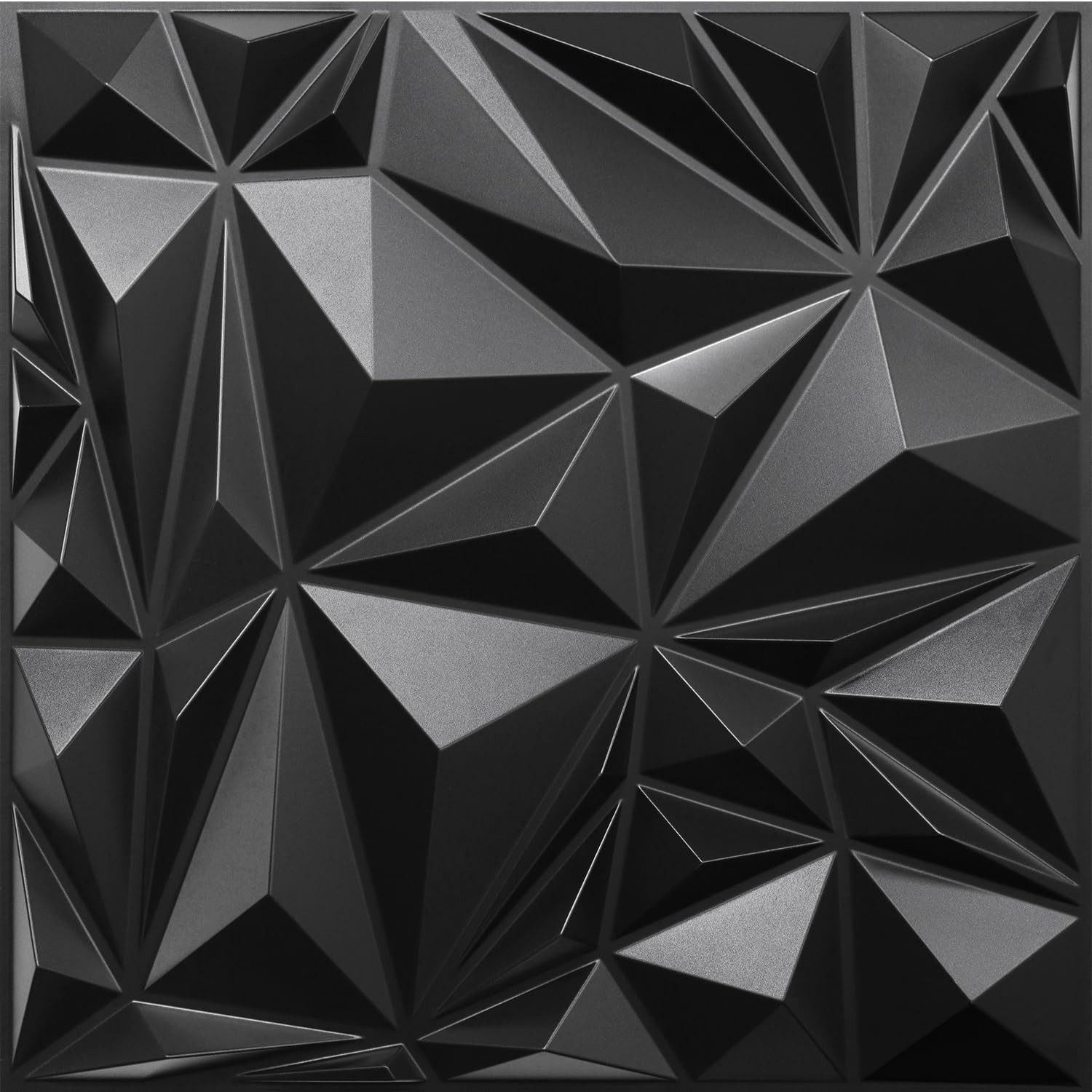12 Pack 3D Black Diamond Wall Panels for Modern Interior Decor 19.7"x19.7