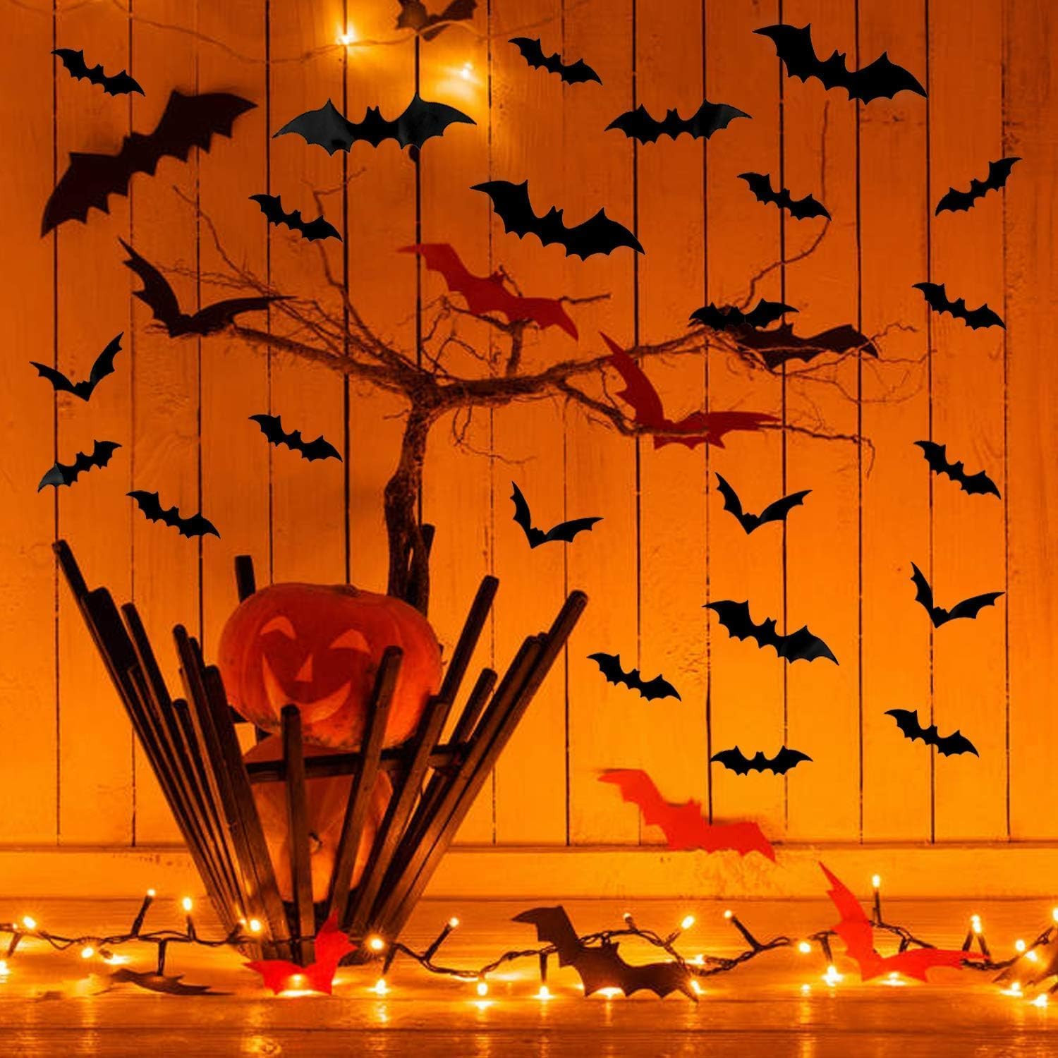 Bats Wall Decor, 120 Pcs 3D Bat Halloween Decoration Stickers for Home Decor 4 S
