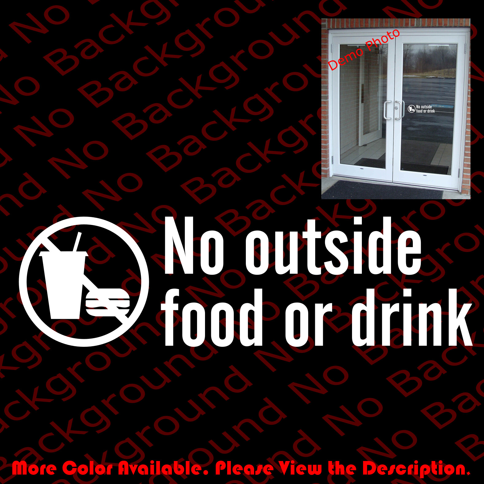 NO OUTSIDE FOOD OR DRINK Restaurant Shop Windows Wall Sign Vinyl Decal BS001