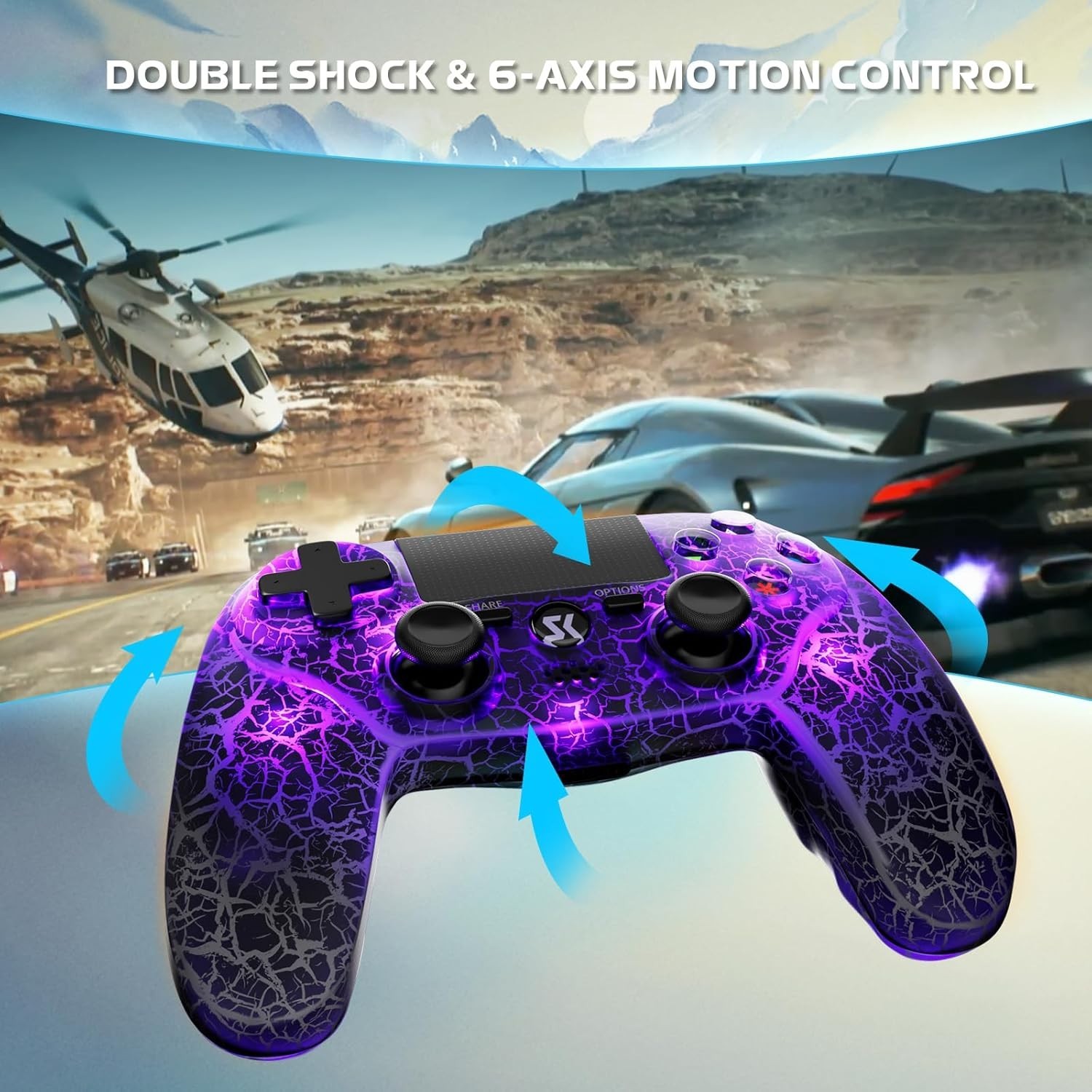 Adjustable RGB LED Wireless Game Controllers for PS4/Pro/Slim – 6-Axis Sensor