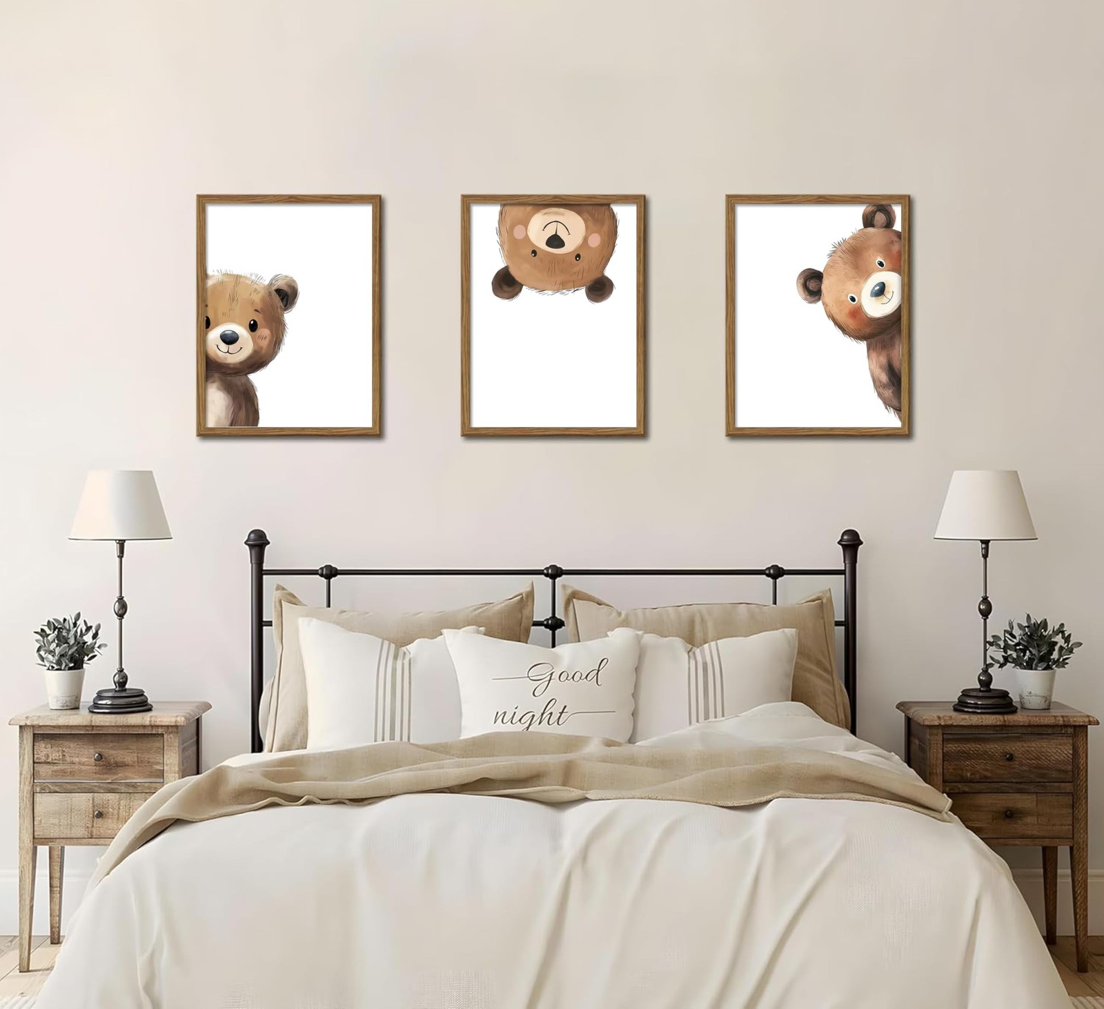 3Pcs Baby Teddy Bear Nursery Wall Art Peeking Bear Pictures Wall Decor Peekab…