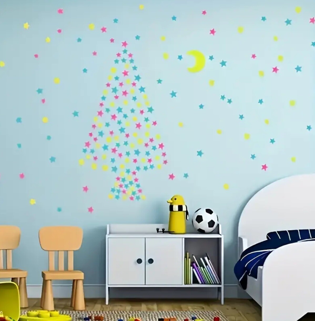 100PCS 3CM Luminous Star Wall Sticker Luminous Fluorescent 3D Kids Bedroom