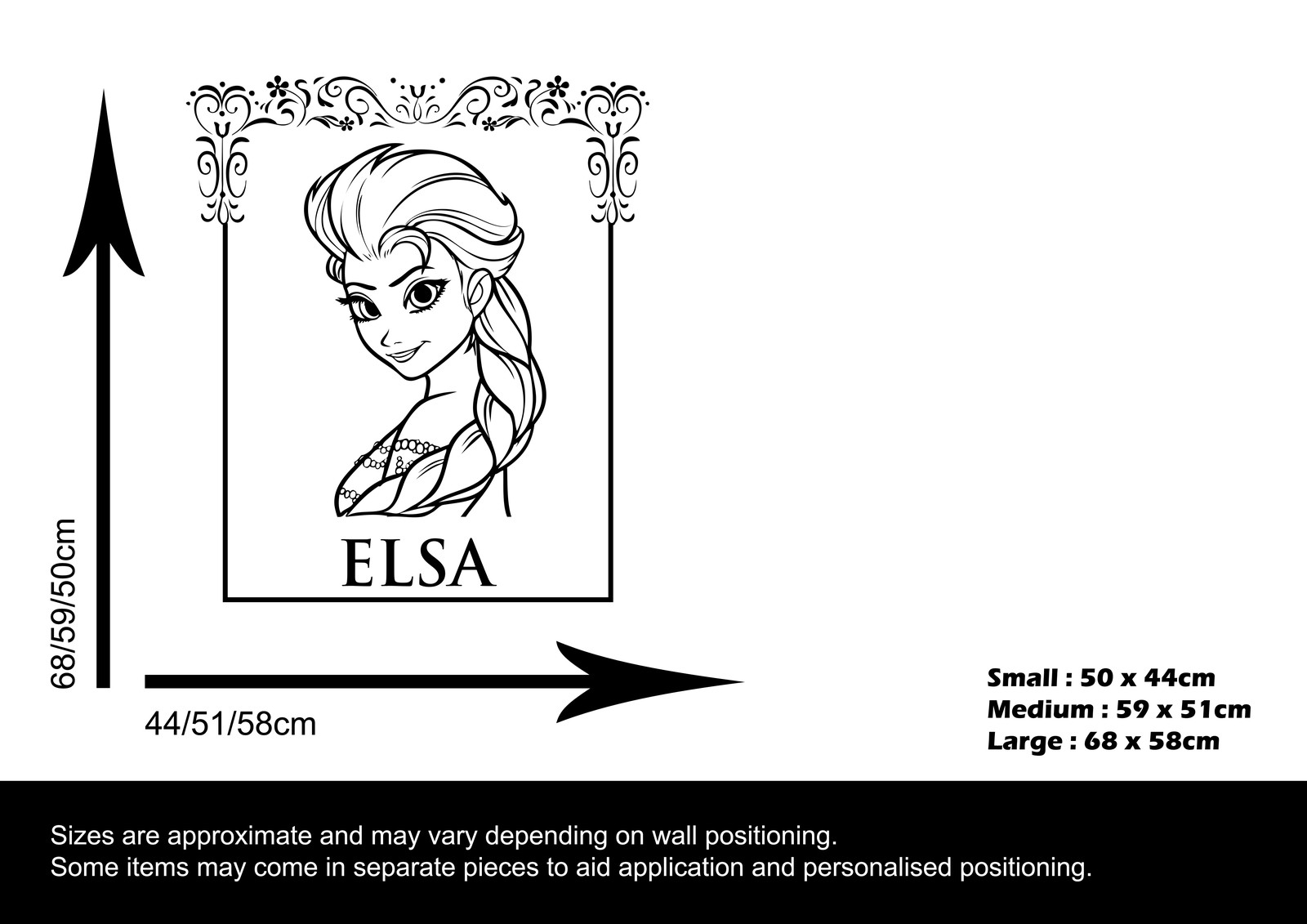 DISNEY FROZEN CHILDREN'S WALL STICKER – ELSA – VINYL MURAL DECAL TRANSFER