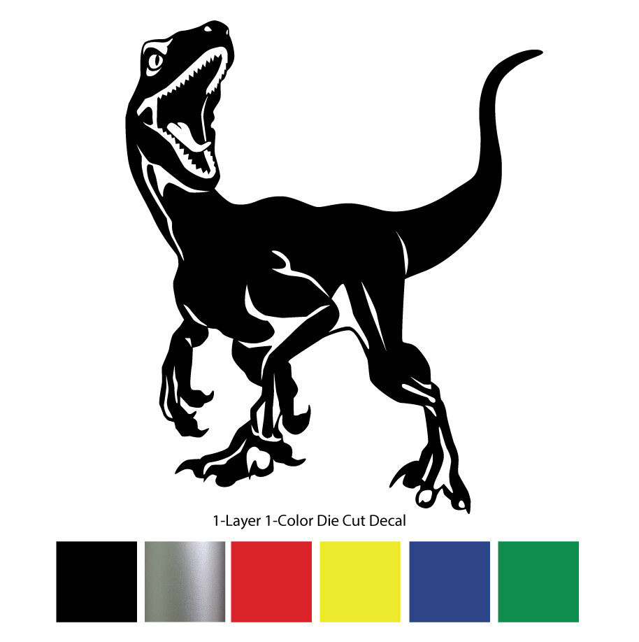 Dinosaur – Roaring Velociraptor #2 – Jurassic Period – 4-21" wide – DieCut Decal