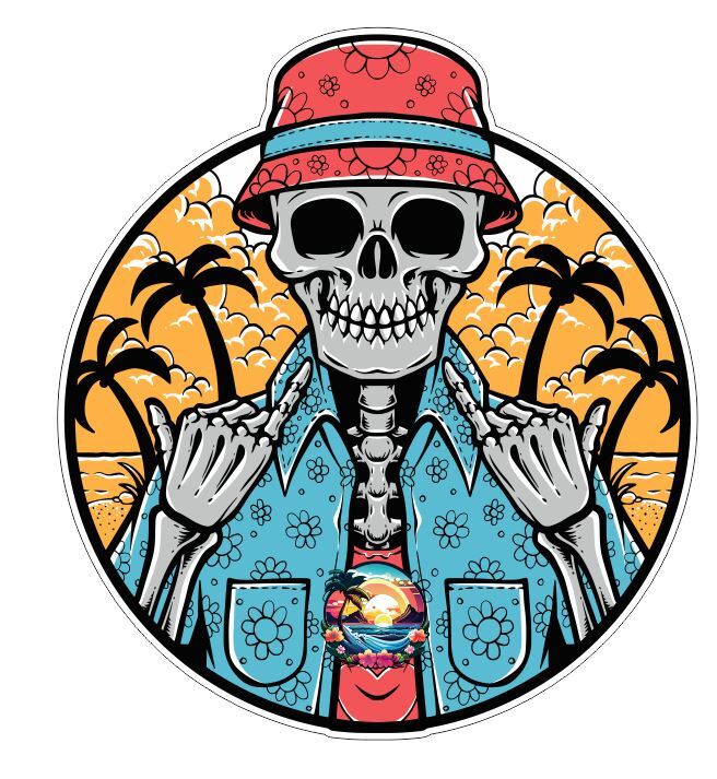 Tropic Vibe Skull Tropical Beach Surf Sticker A19