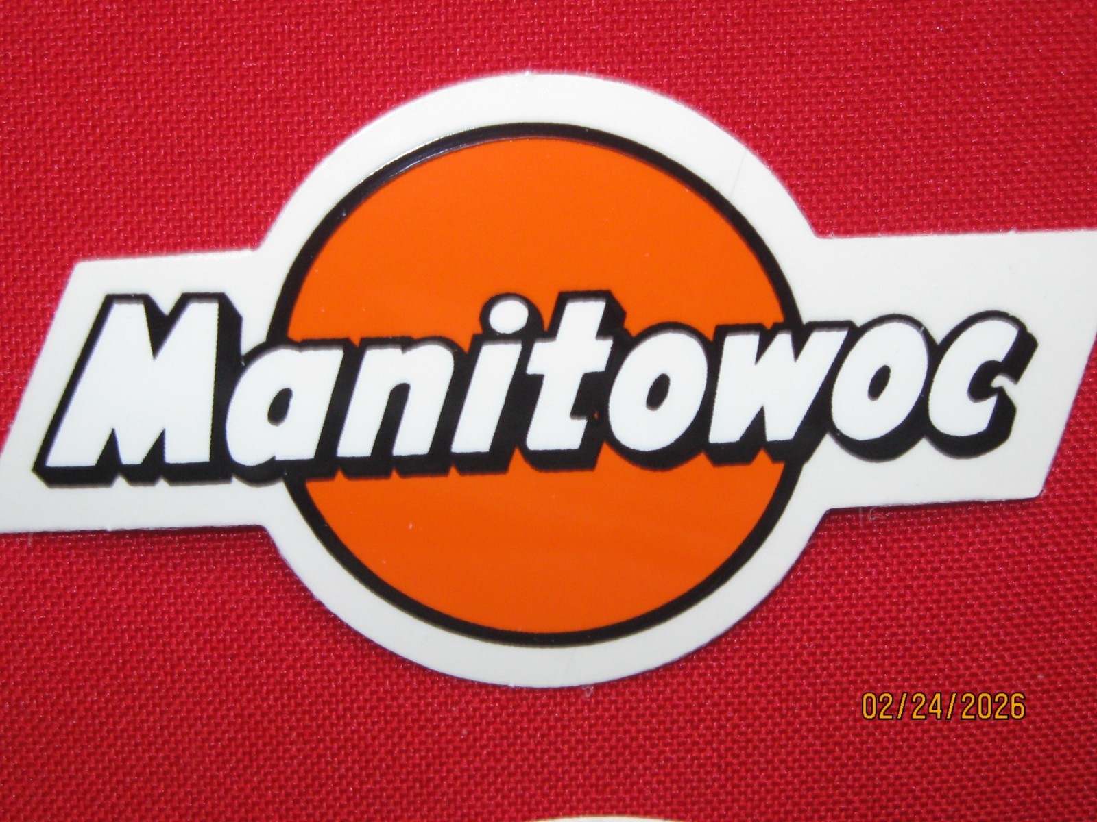 SET OF 6 MANITOWOC CRANE 3" DECALS 3 PC. ORANGE BALL 3 PC. RED BALL LOGO