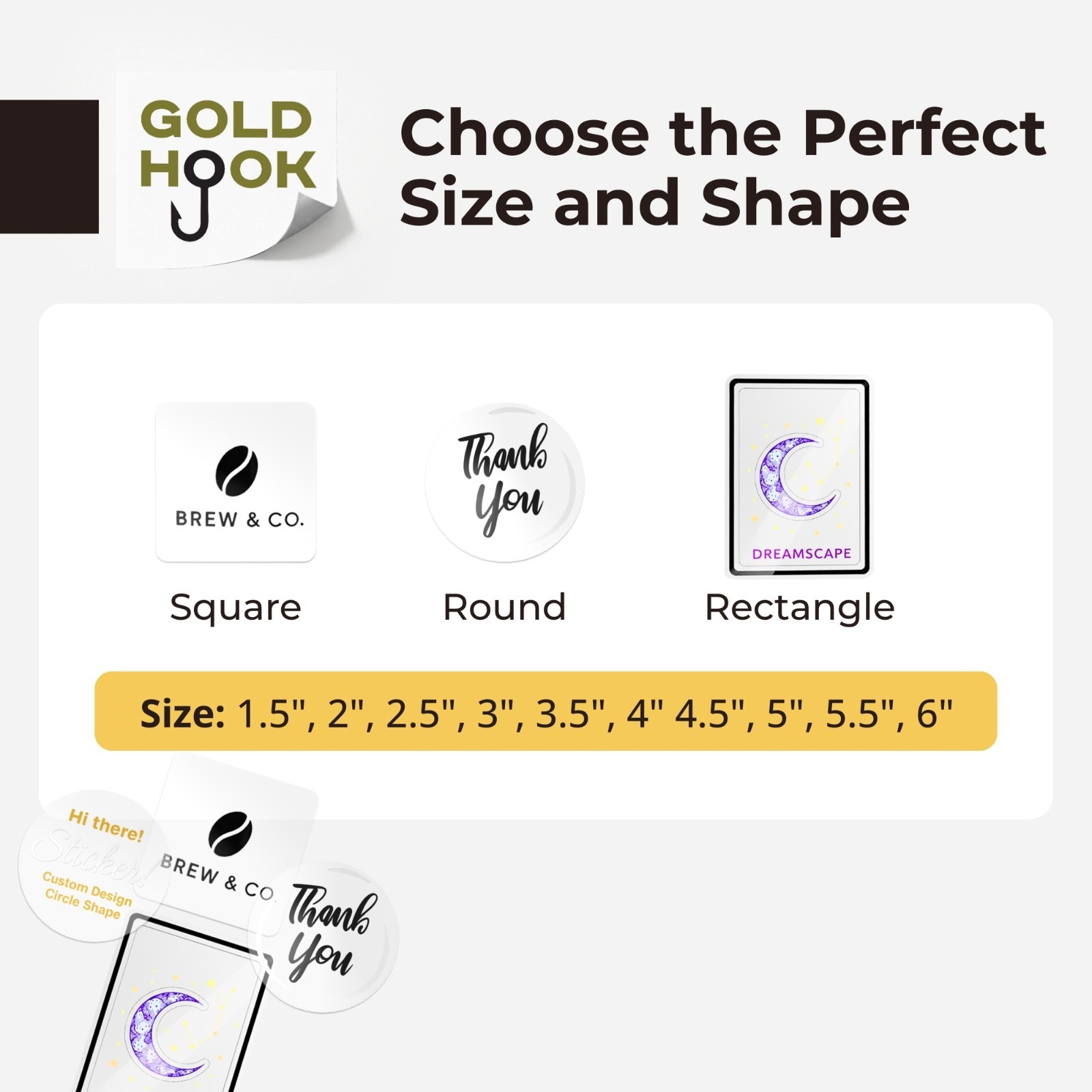 Transparent (clear) Custom stickers – Your Logo, Text, Name, 1-5 inch, Qty 100