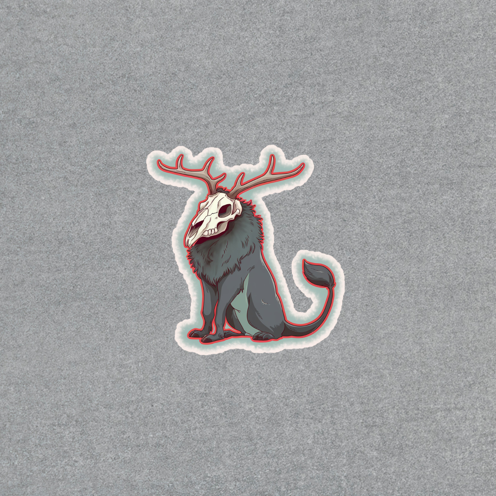 Creepy Supernatural Deer Skull Creature Sticker – Eerie Fantasy Art #4609