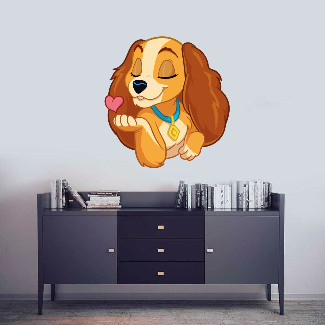 Vinyl Art Lady And The Tramp Cartoon Movie Character Female Dog Wall Decal 20×22