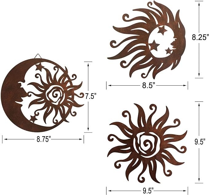 Limygus Sun silhouette wall hanging, wrought iron sun wall sculpture