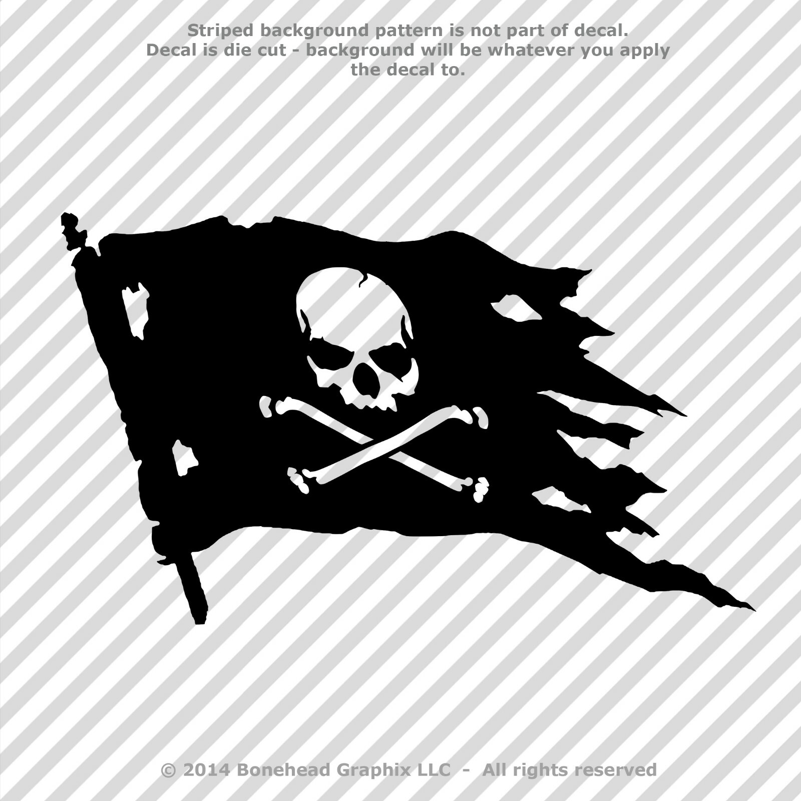 Jolly Roger Skull and Cross Bones Pirate Flag Vinyl Decal Sticker – 25 Colors