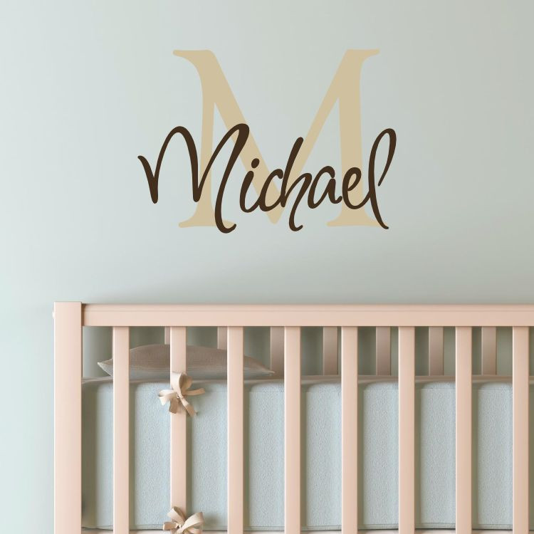 Monogram Personalize Custom Name Vinyl Wall Decal Nursery Bedroom Child Girl Boy