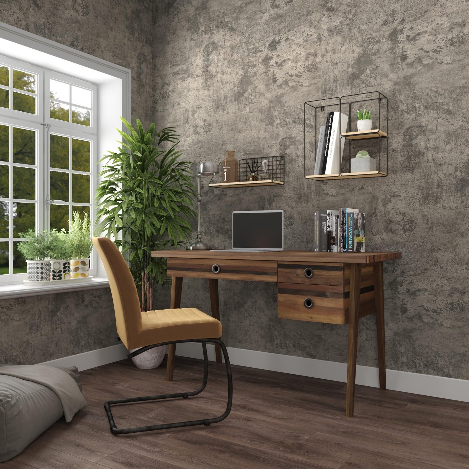 JSEVEM 48"×118" Extra Wide Thick Light Brown Grey Concrete Wallpaper Peel a