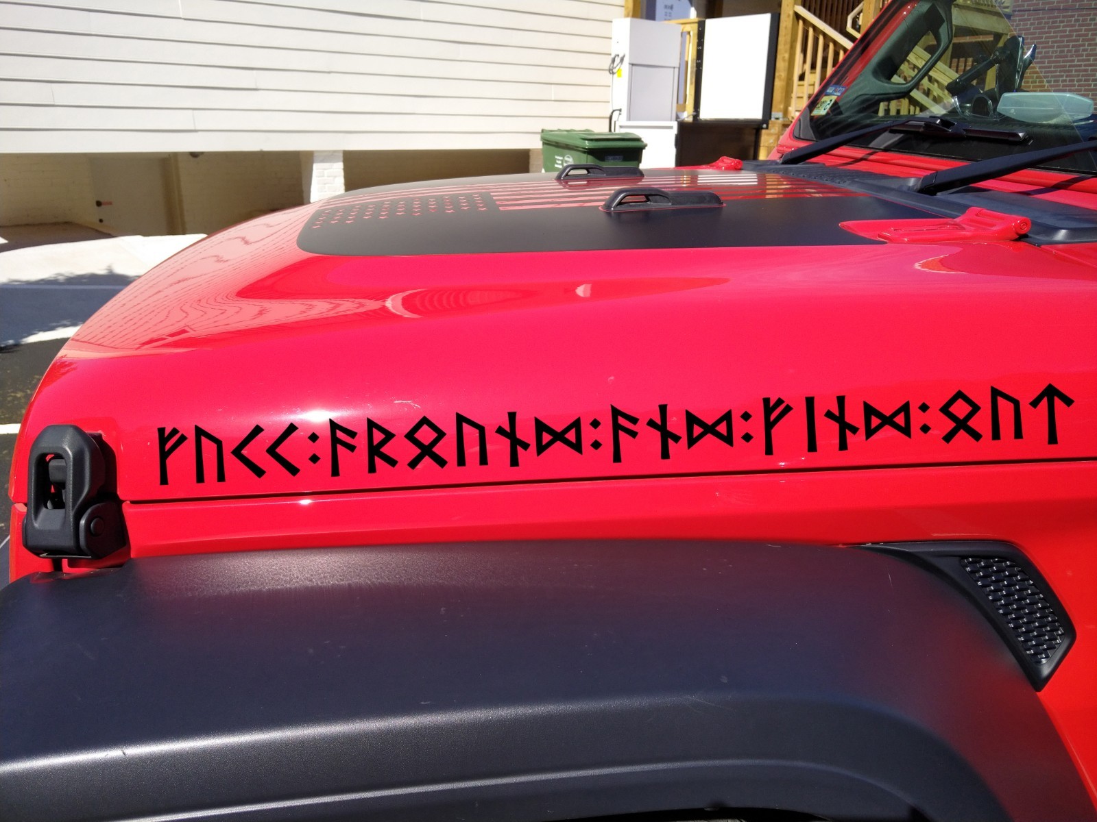 FAFO written out in Futhark Runes Viking Norse Celtic Vinyl Decal Jeep Hood Side