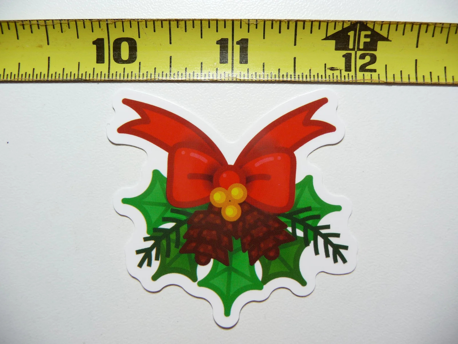 CHRISTMAS HOLLY RIBBON BERRIES FIR SMALL STICKER DECAL WINTER CHRISTIAN