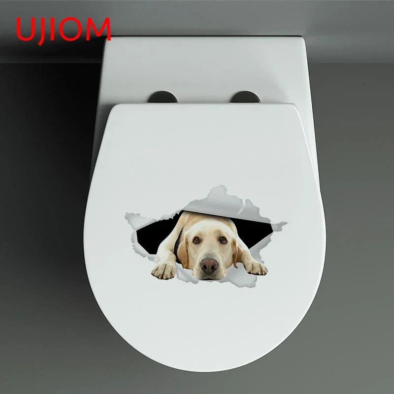 UJIOM 13cm Adorable Dog Wall Crack Sticker Personality Cupboard Home Decal