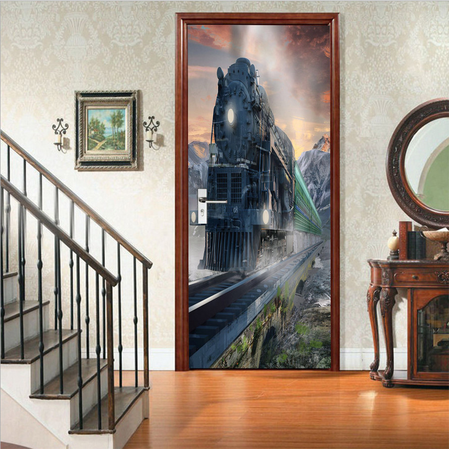 Abstract Style Morden PVC Door Sticker Art Wall Decals Mural 3D Home Room Decor