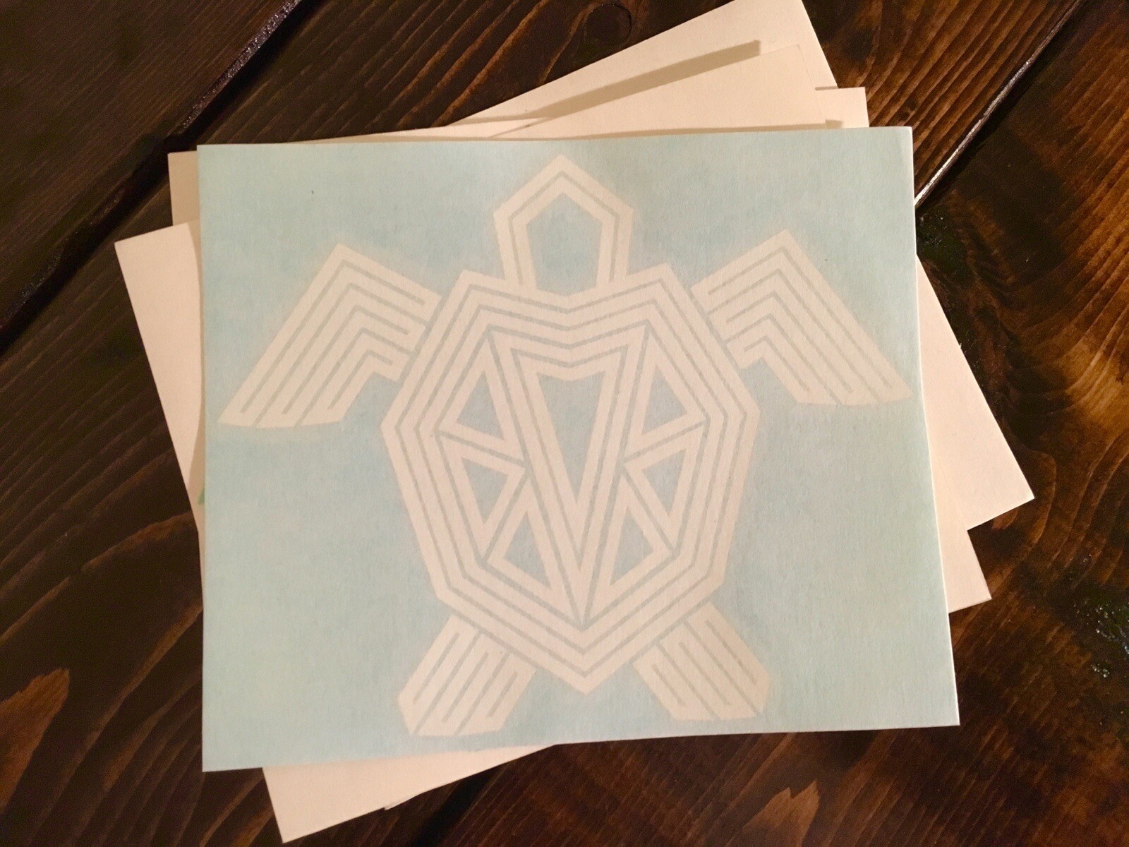 Stylized Sea Turtle Sticker 6” x 5” WHITE