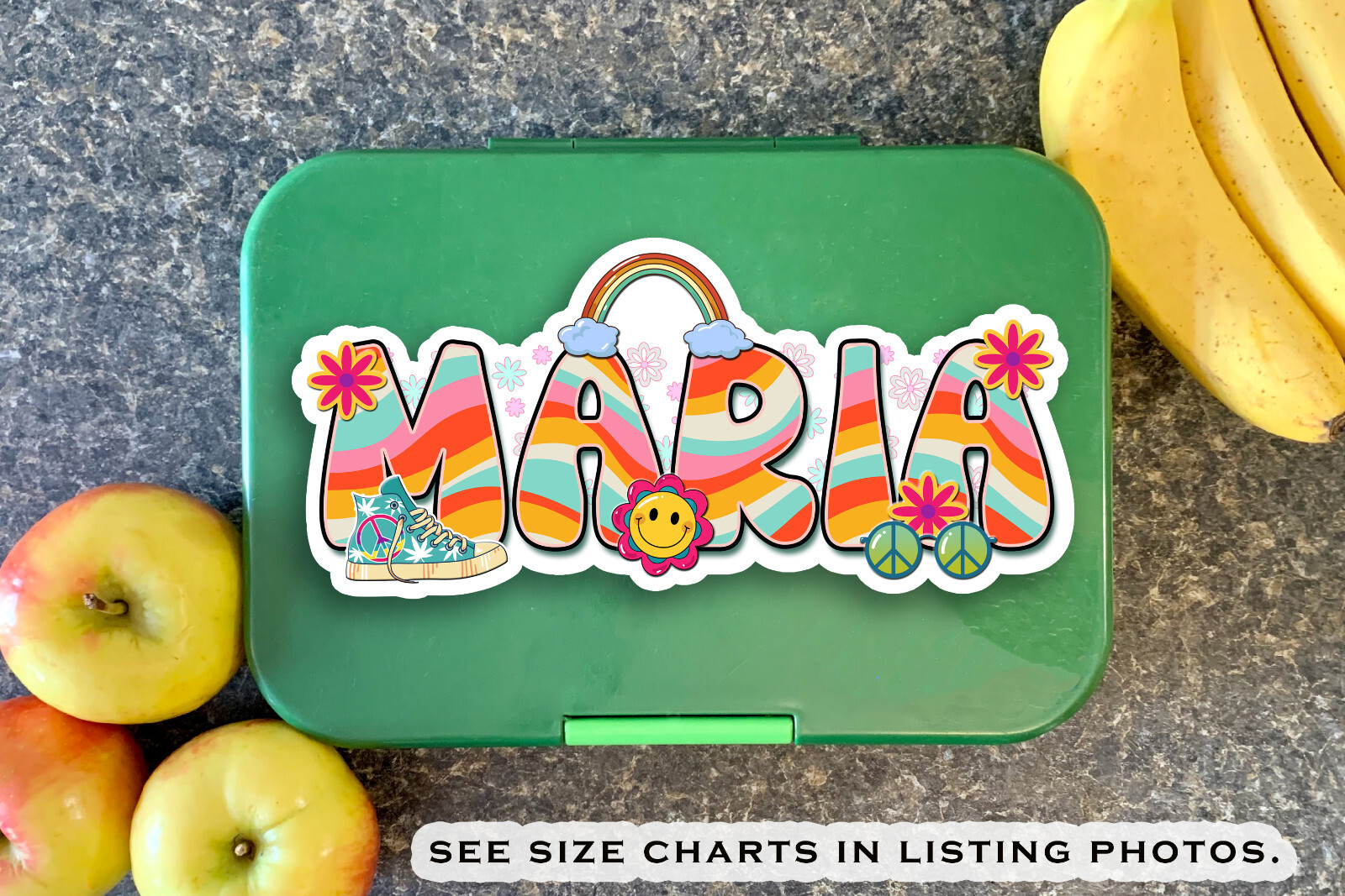 Custom Name Sticker, Retro Hippie Groovy, Aesthetic Personalized Decal