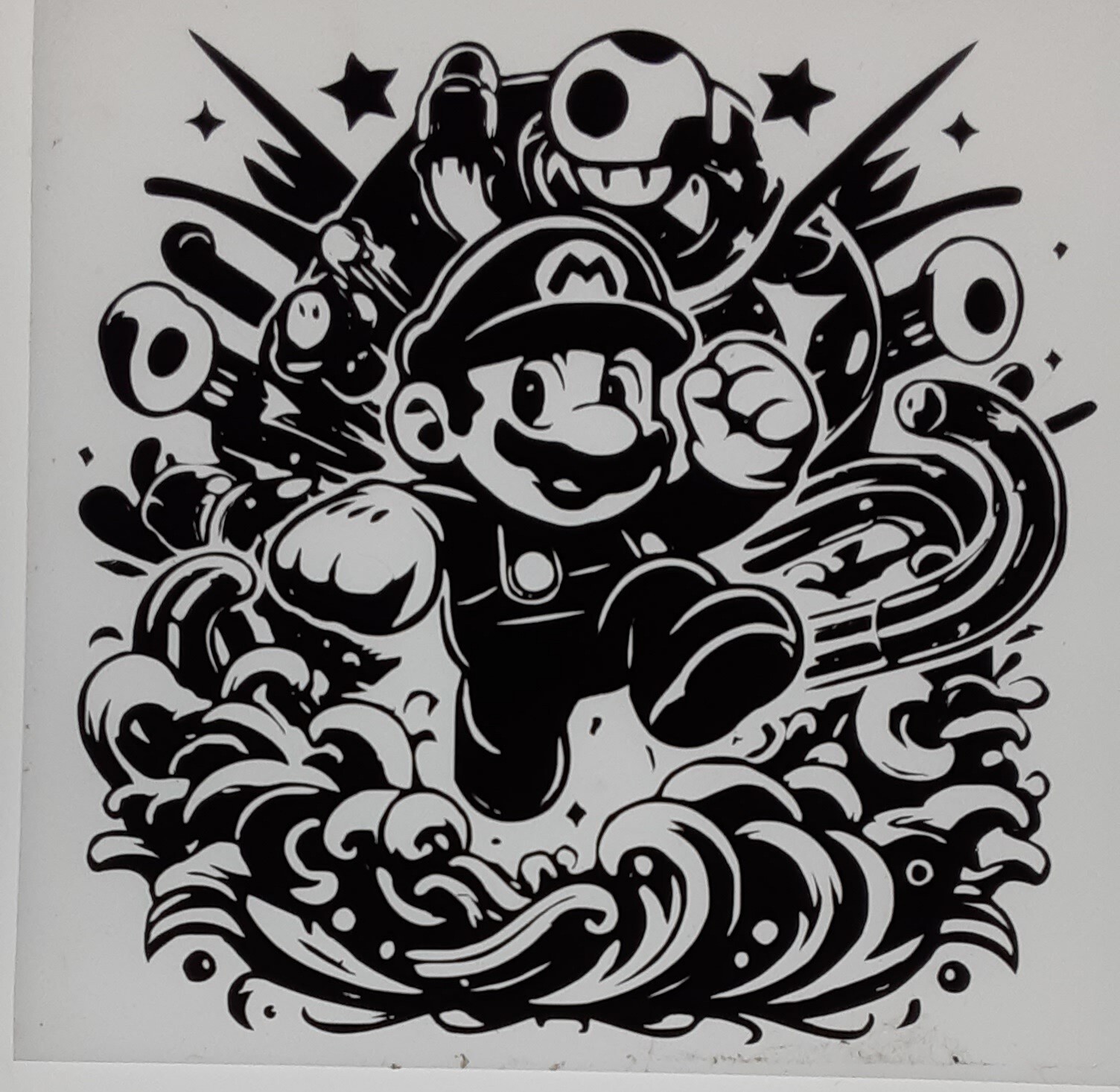 Mario 5×5 Decal, Choose Color, Car, Home Crafting