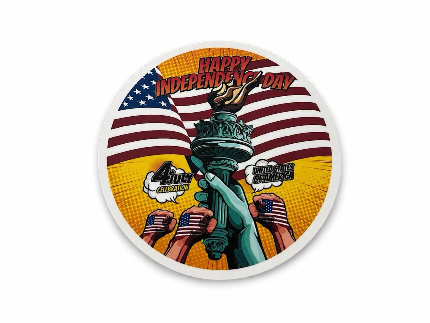 4th of July Patriotic Stickers Set 7 USA Flag Decals 2in Free Ship