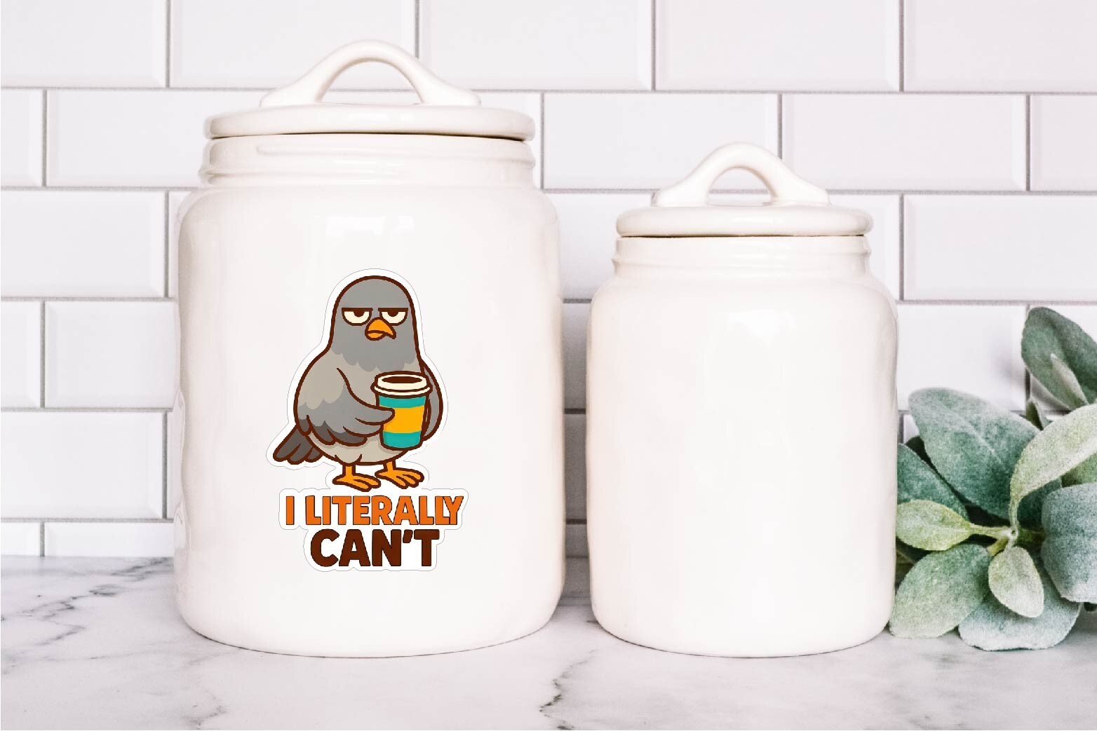 Pigeon I Literally Cant with Coffee Mug Decal Sticker Adulting Caffeine Mental