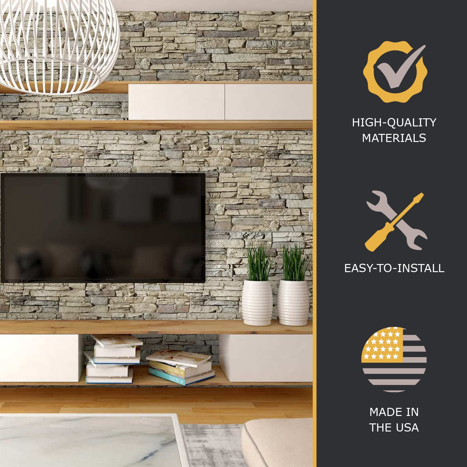 High-Density Polyurethane Faux Stone Wall Covering Panels for Interior and Exter
