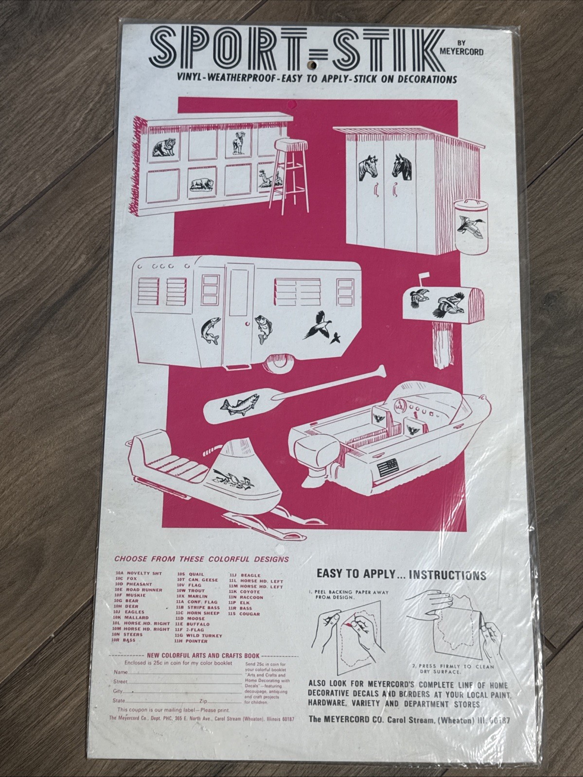 Vintage 1960s 1970s NOS Decal Metercord Sport-Stik Novelty 5 Stickers on Sheet