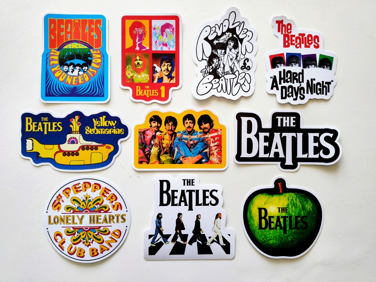The Beatles Vinyl Sticker Lot (10 Stickers) psychedelic classic rock pink floyd