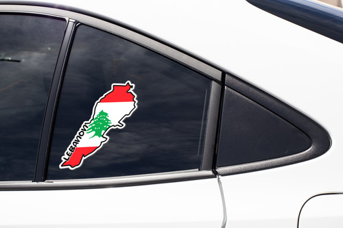 Lebanon Map Flag Sticker Decal