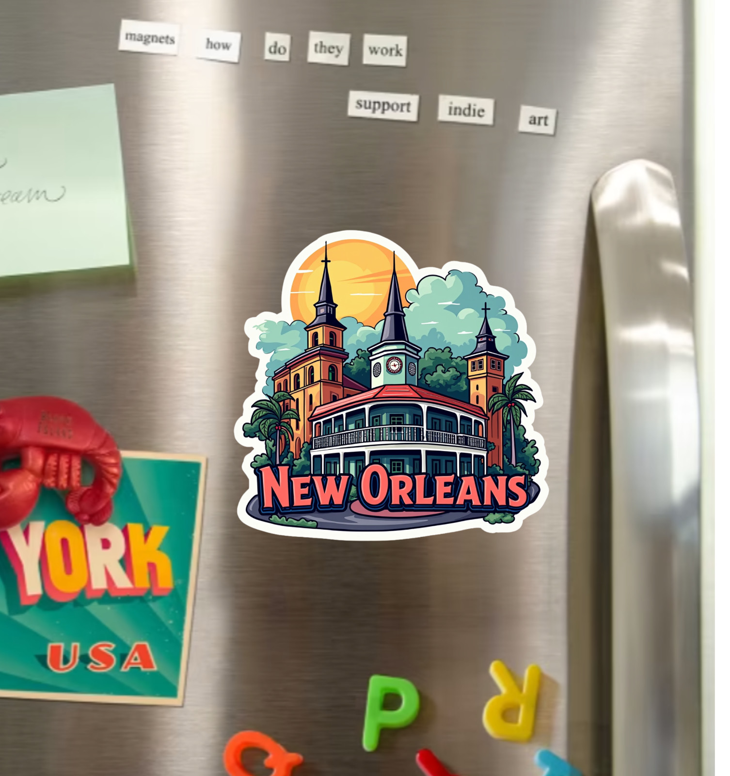 New Orleans Louisiana Fridge Magnet or Laptop Sticker