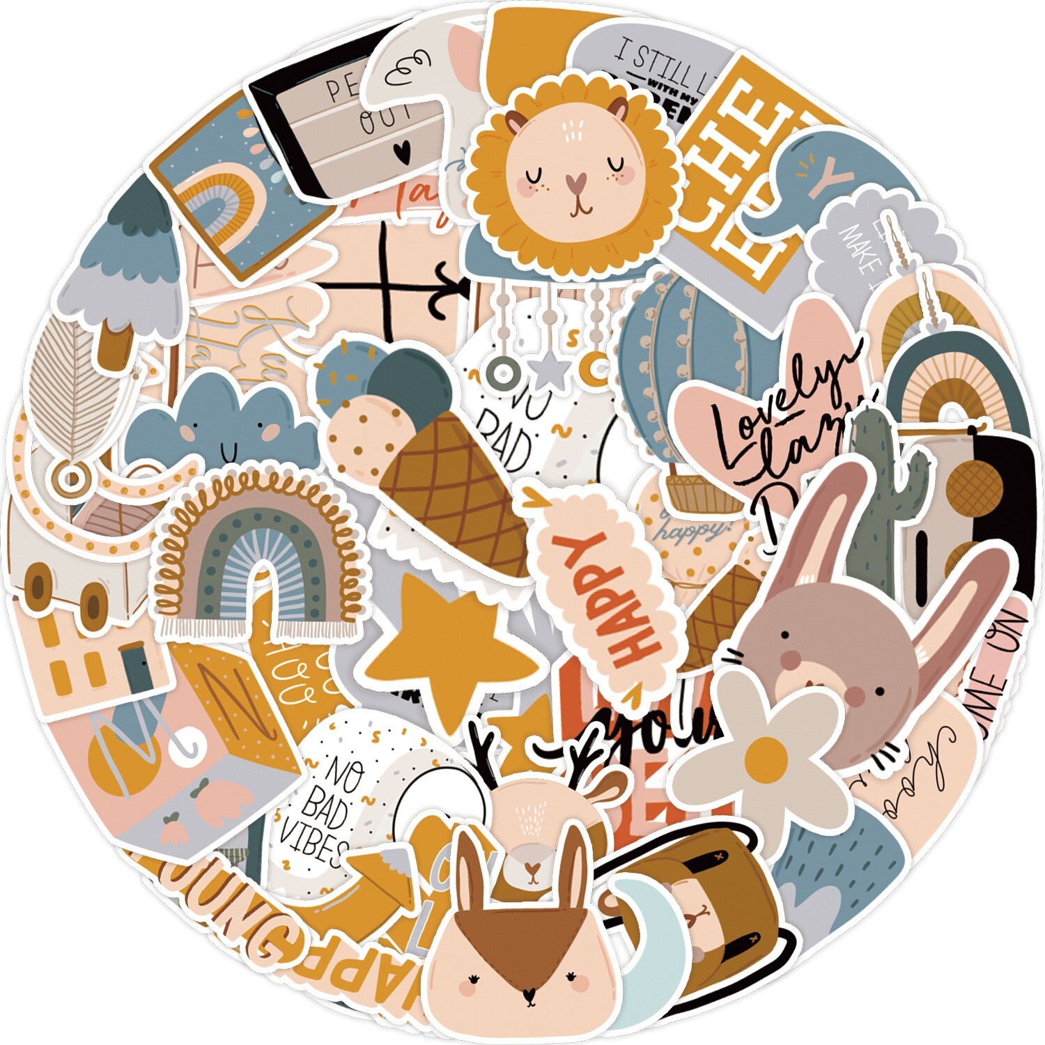 50pcs CUTE VIBE Stickers, Bottle Laptop No Residue Stickers, #249