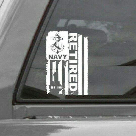 DISTRESSED UNITED STATES NAVY FLAG RETIRED VINYL DECAL STICKER U.S. NAVY
