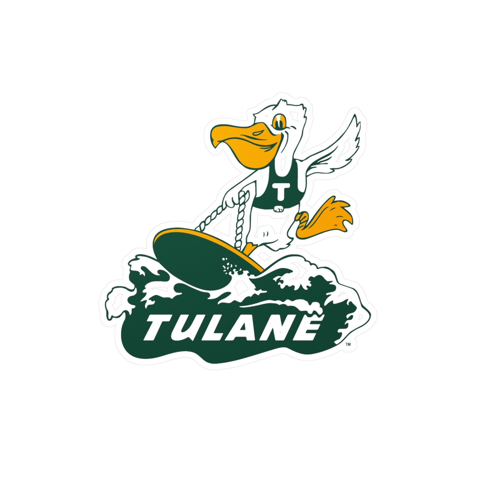 Tulane University Green Wave Kiss-Cut Vinyl Decals for Car, Laptop, Water Bottle