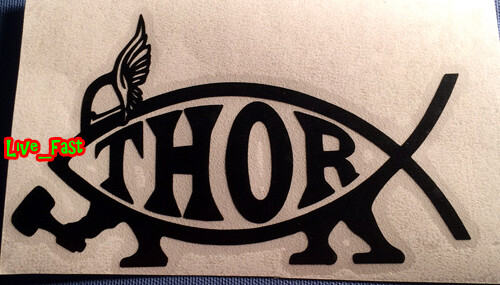 THOR VIKING FISH STICKER DECAL pagan asatru odin norse runes