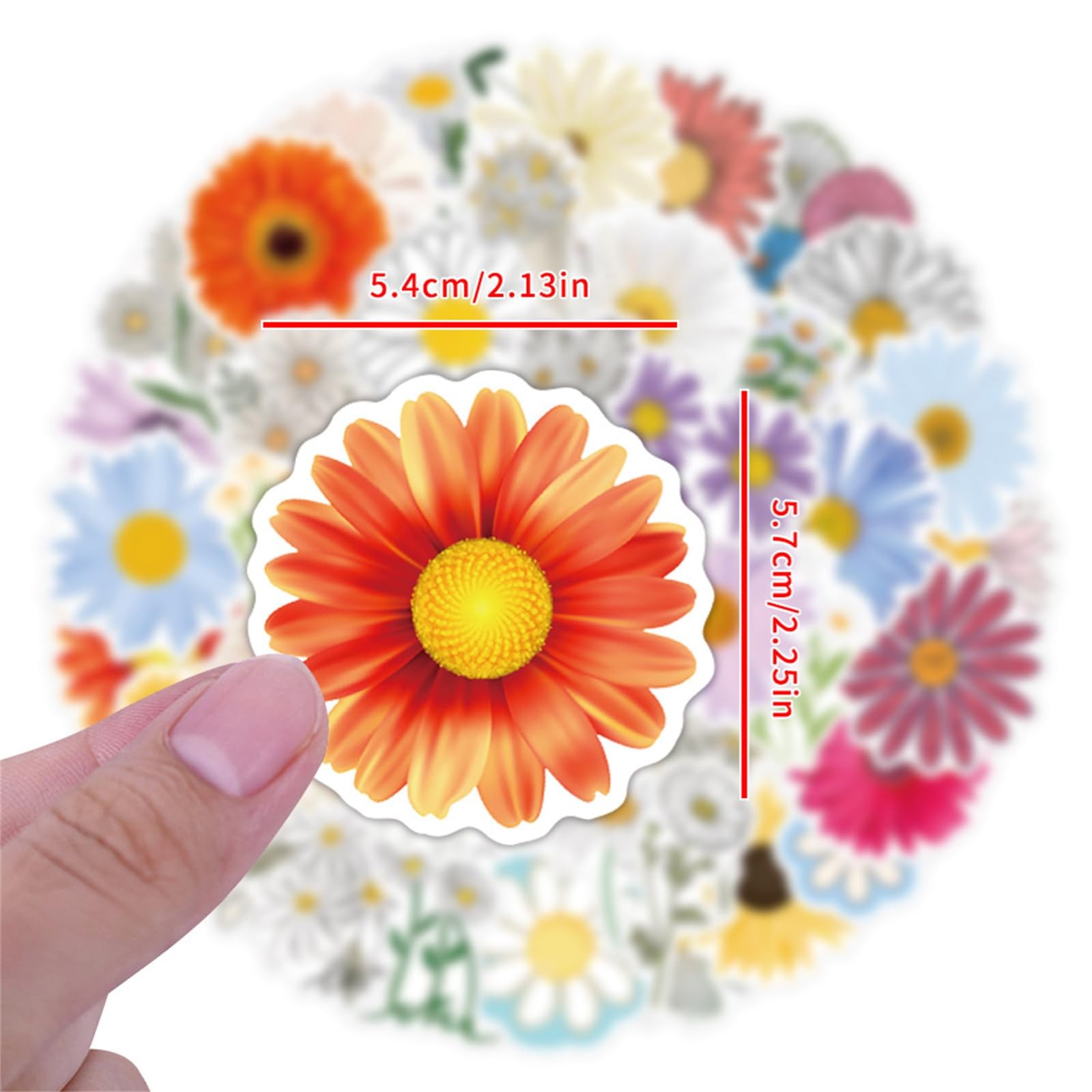 Cute Daisy Stickers 55PCS Beautiful Plants Waterproof Flower Colourful