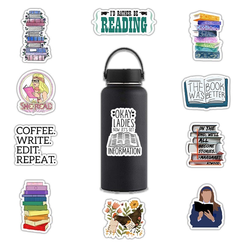 300pcs Book Lover Vinyl Stickers, Love Books, Book Worm, Reading 024252626-1