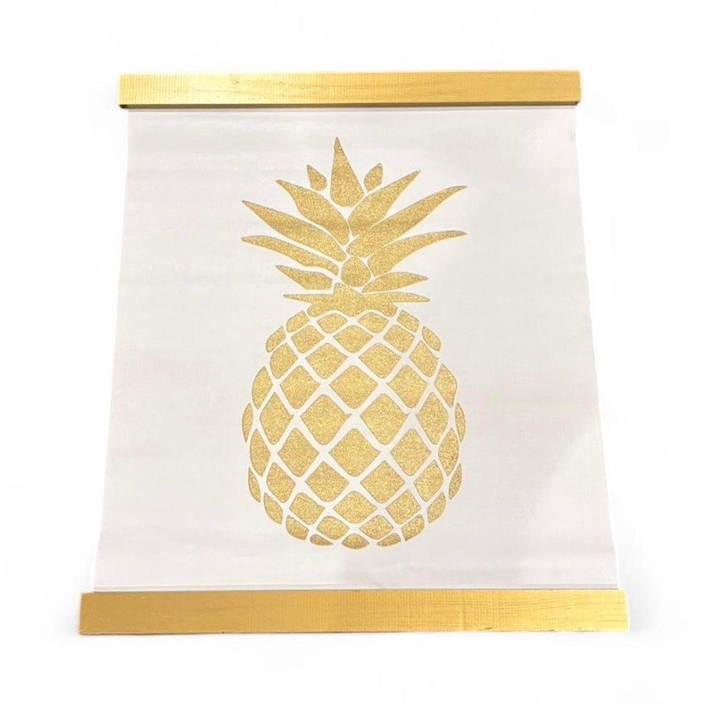 Gold Pineapple Wall Decal Tropical Fruit Art Gold White Home Decor for Any Room